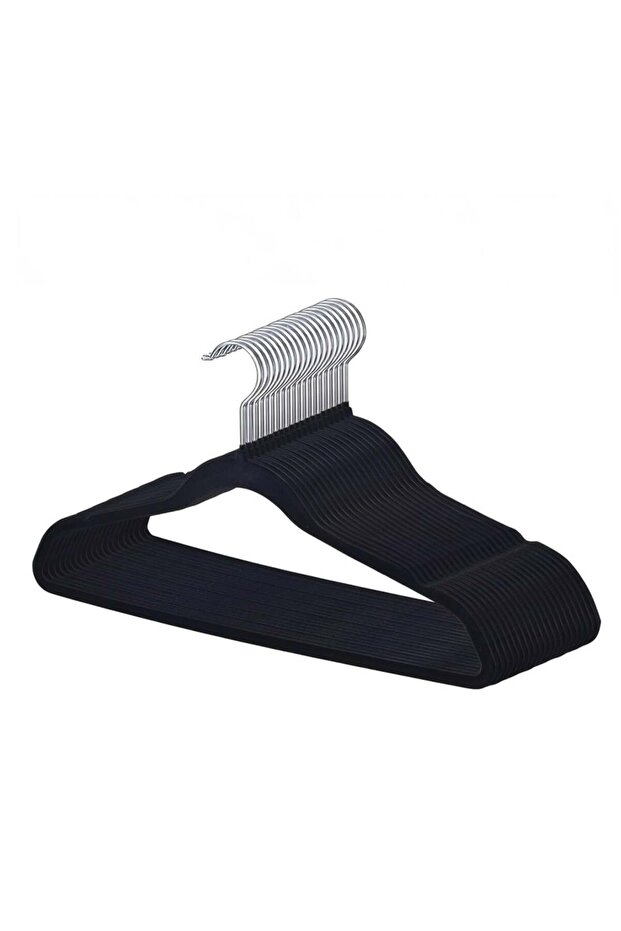 10Pcs Non Slip Felt Hangers Space Saving Clothes Hanger Velvet Hanger Heavy Duty Adult Hanger For Coat Suit Black