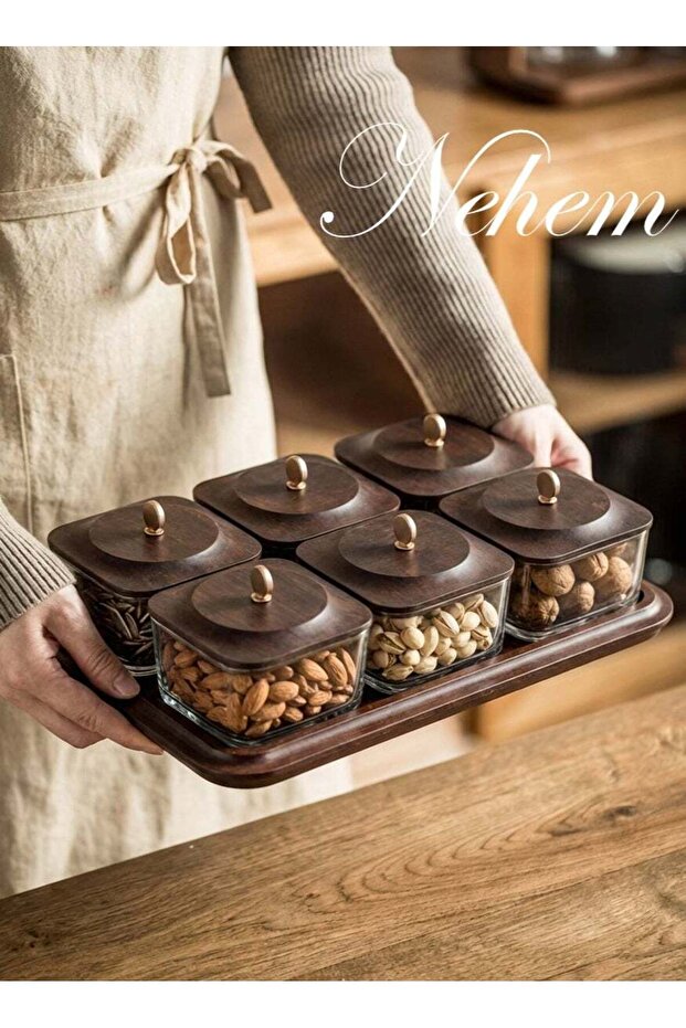 Wood grain fruit plate, nuts container dried fruit nut candy plate Candy Nuts Cookies Chips Party