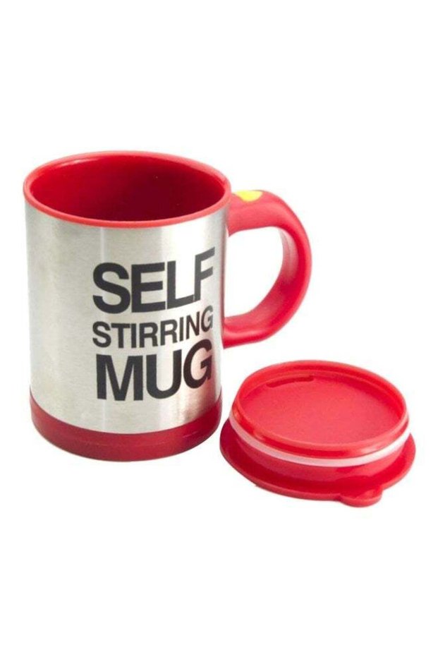 Electric Self Stirring Mug Silver/Red/Black