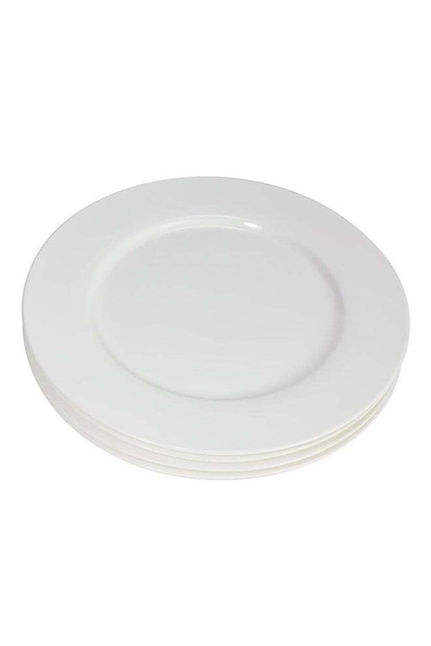 4-Piece Basic Porcelain Dinner Plate Set White 10.5inch