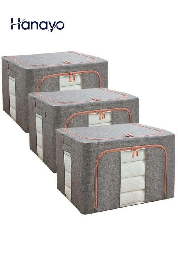 3 Pack Large Clothes Storage Boxes Foldable Durable Space Savers with See-Through Window & Carry Handles Multi-Use Organizer Solutions