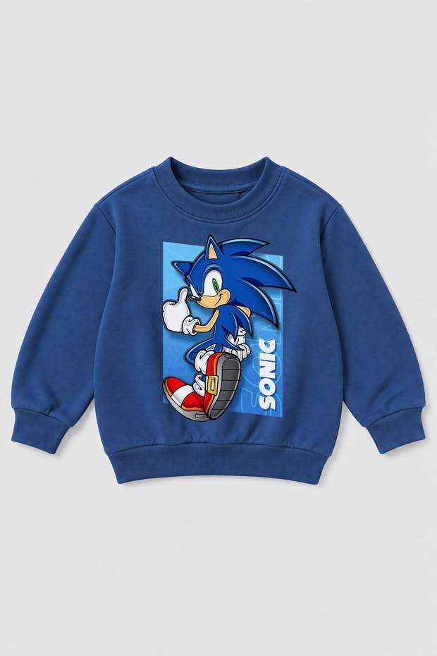 Boy's Sonic Printed 2 Thread Spring Sweatshirt
