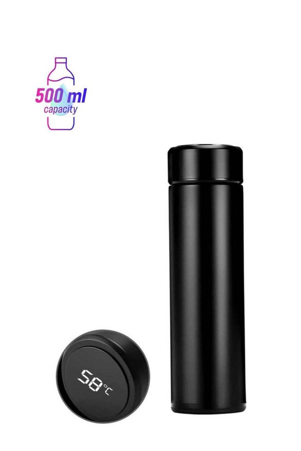 LED Smart Temperature Display Vacuum Thermal Bottle Black