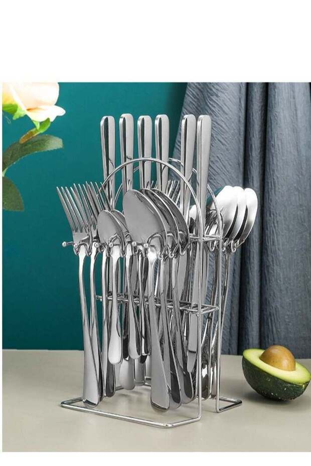 Stainless steel knife, fork and spoon set 24 pieces suitable for family hotel restaurant main table