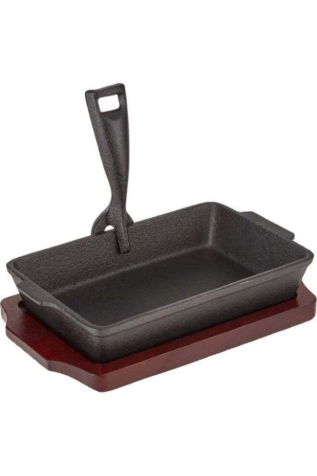 Raj Rectangular Sizzle Tray With Holder 20.7X13Cm, Black Black 20.7x13cm