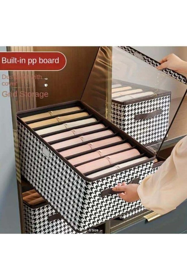 Household Clothing Partition Storage Box Foldable Large Size for Clothes Storage Layered Storage Box with Transparent Cover Size: 44*30*20cm