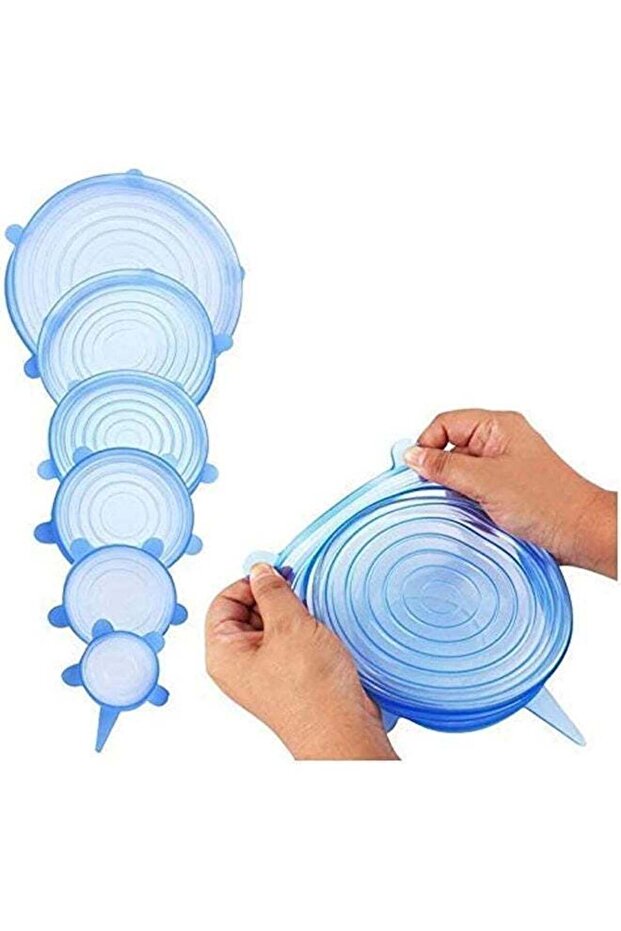 Silicone Stretch Lids 6 Pack Suction Lid - Multi Size Stretchable Covers For Bowls, Cups, Pots, Can