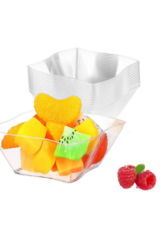 50Pcs Clear Plastic Dessert Cups - 150ml Streamline Parfait Appetizer Cups for Dessert, Pudding, Mo