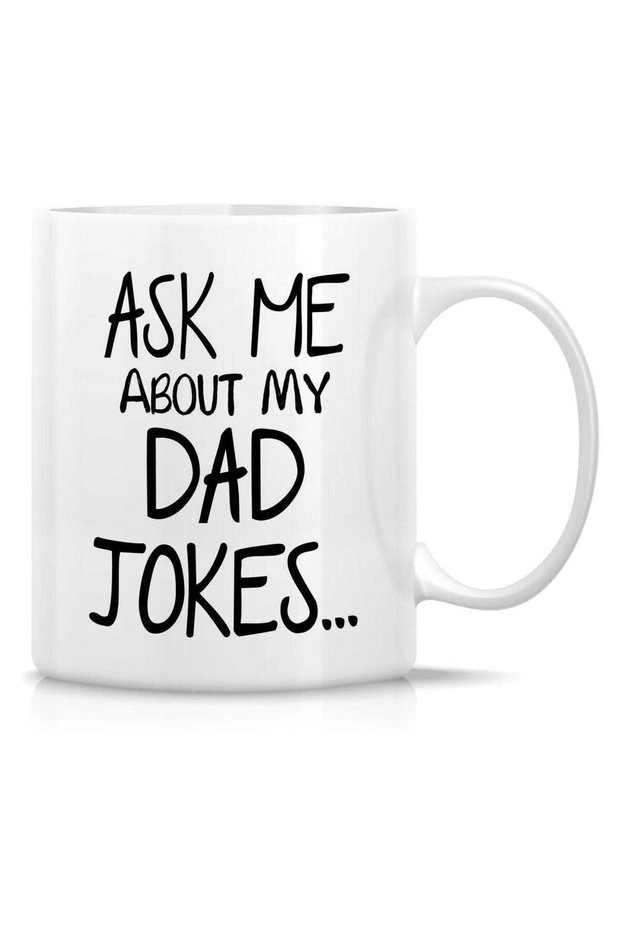 Funny Mug - Ask Me About My Dad Jokes 11 Oz Ceramic Coffee Mugs - Funny, Sarcasm, Sarcastic Pregnancy Announcement Reveal birthday gifts for new father, husband, boyfriend, friends, coworkers