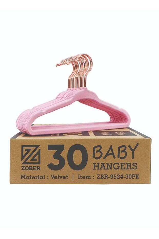 Non Slip Rose Gold Hook Baby Velvet Hangers for Closet Toddler Hangers for Shirts, Pants & Dresses Swivel Hook - Durable Infant Hangers w/Notches (30 PACK, Blush Pink)