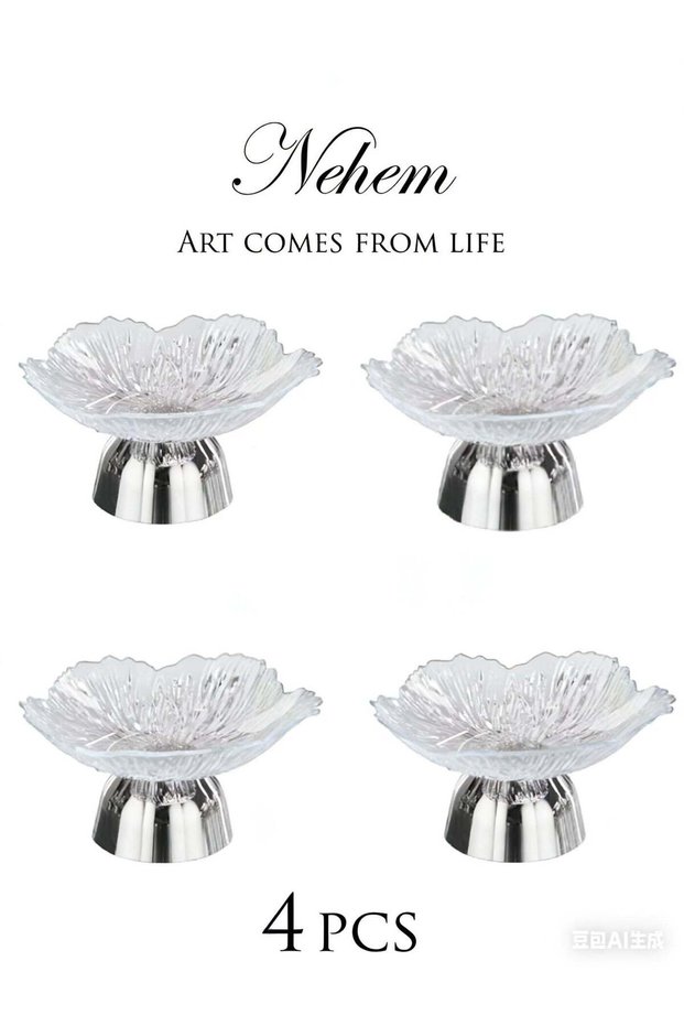 4 PCS Clear Serving Tray, Serving Plate, Elegant Floral Pattern Clear Trays, Spill-Proof Tray,Decor