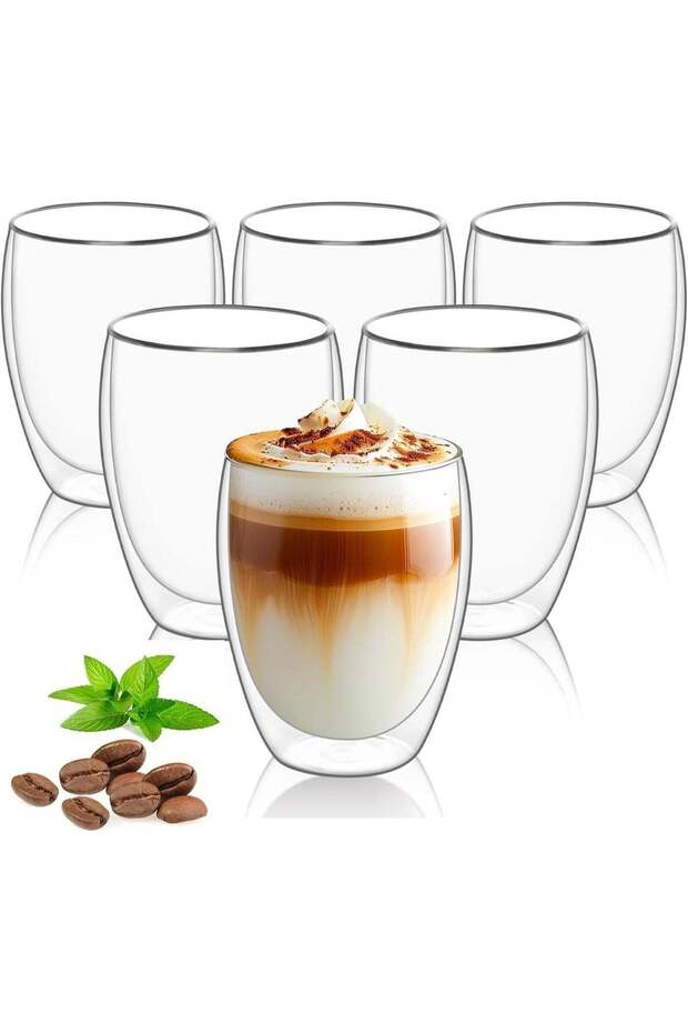 Double Walled Glass Coffee Mugs Insulated Layer Coffee Cups Perfect for Cappuccino Tea Latte Espresso Wine