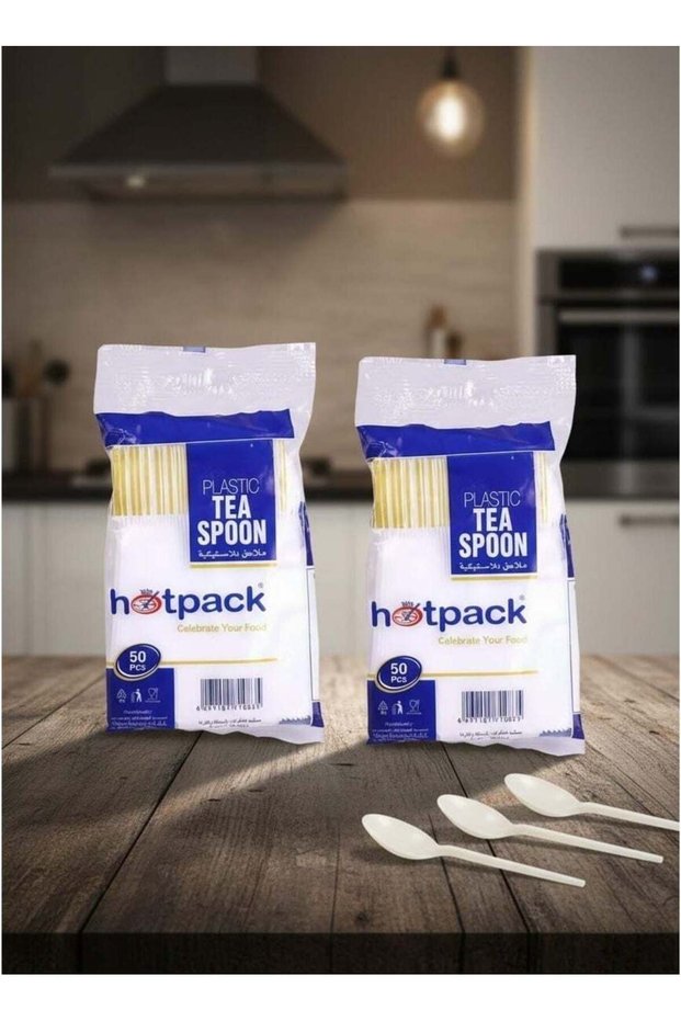 Hotpack Disposable Cutlery Plastic Dessert Spoon White – 50 Pieces × Pack of 2