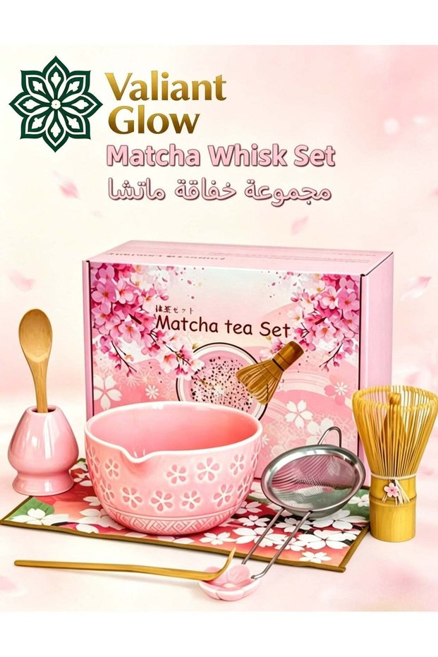 8 Pcs Sakura Matcha Tea Gift Set, Pink Ceramic Matcha Bowl & Bamboo Matcha Tools, Complete Matcha Starter Kit for Home Tea Time & Gifting