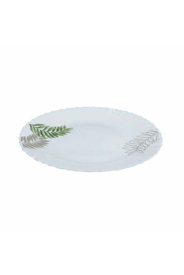 10.5 Inch Opalware Dinner Plate with Elegant Leaf Design White