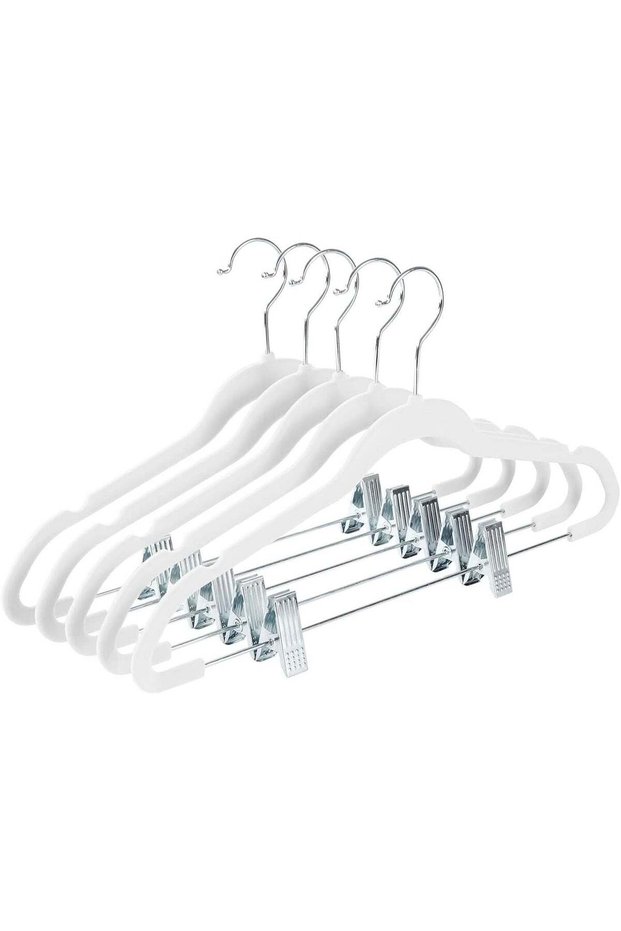 Red Dot Gift 10-Pack White Non-Slip Velvet Hangers with Clips - 360 Degree Rotatable Hook