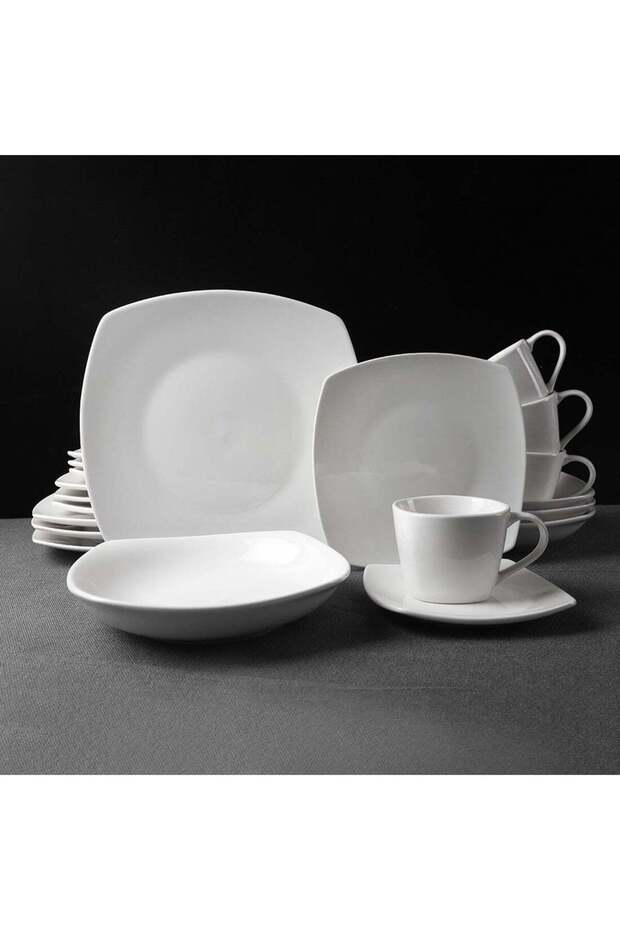20 Piece Porcelain Dinnerware Set for 4, Kitchen Plates, Bowls And Cup&Saucer set,Dishwasher & Micr
