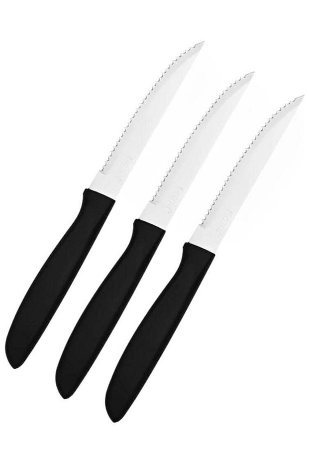 3-Piece Stainless Steel Knife Set with Black Handle Multi-Purpose Knife