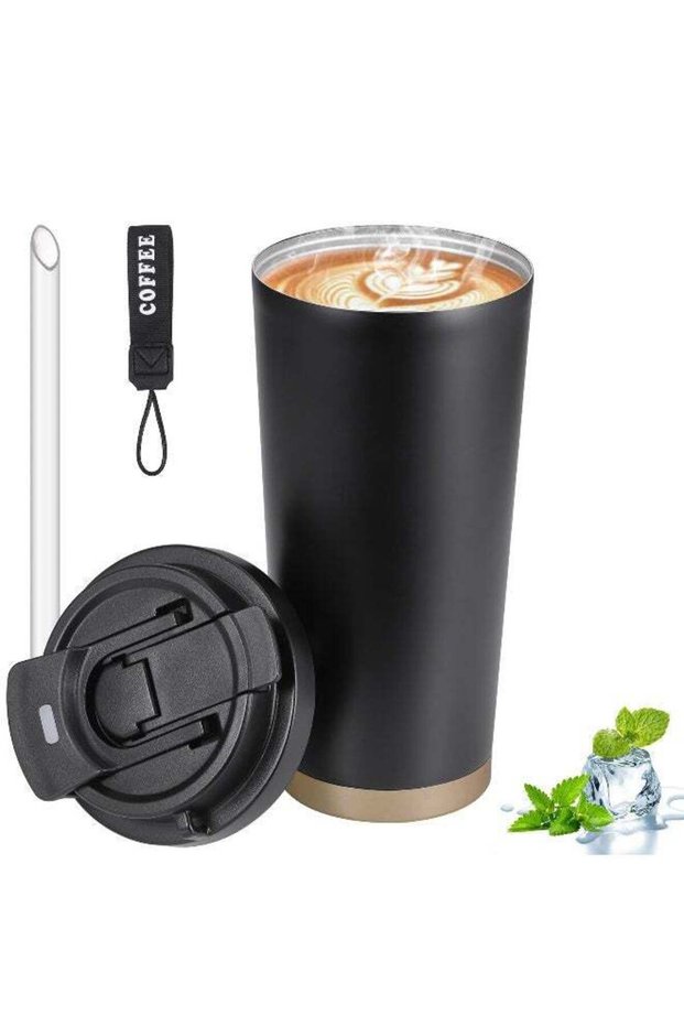 Travel Coffee Mug, 530ml Vacuum Insulated Coffee Mug with Leak-proof Lid, Stainless Steel Double Walled Reusable Coffee Tumbler for Hot and Cold Coffee Tea Water