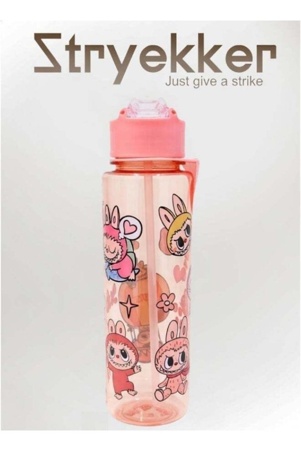 Kids 1L Cartoon Water Bottle – Pink Cartoon Design | Leak-Proof & Reusable
