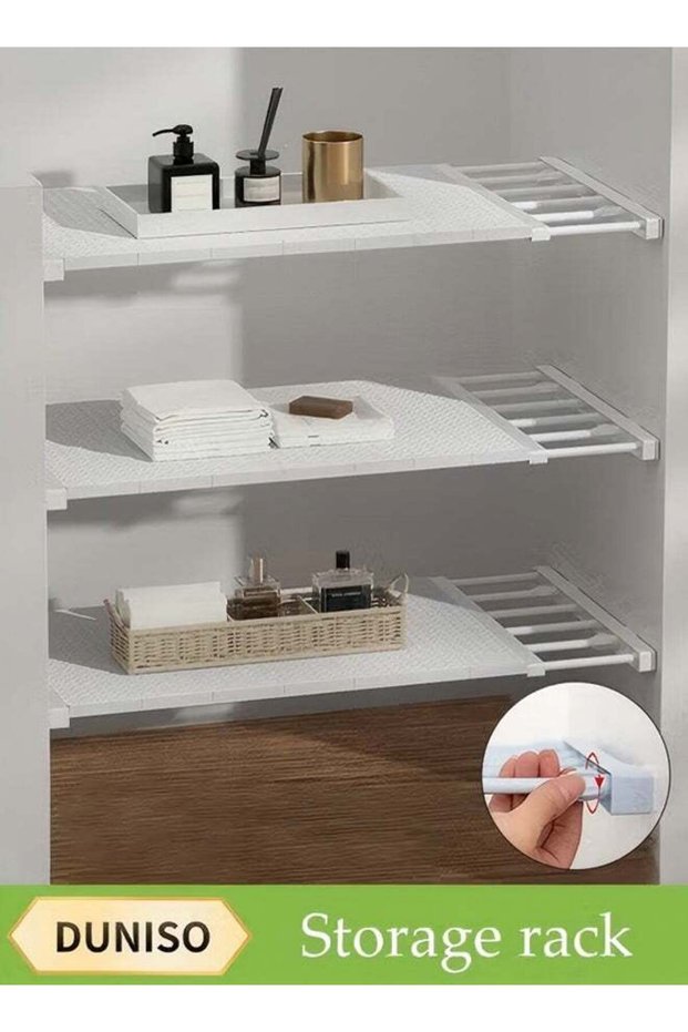 Separator Shelf,Wardrobe Nail-Free Retractable Storage Partitions, Kitchen Partitions, Dormitory Cabinet Layered Racks, Bathroom Storage Rack Tension Racks, Expandable Closet Racks, Adjustable For Wa