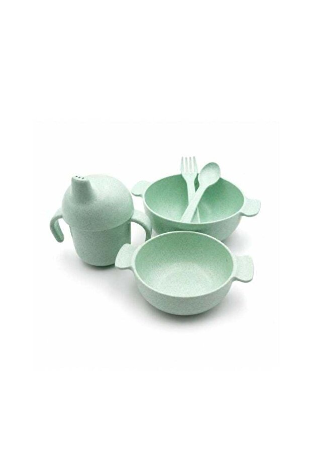 Wheat Straw Dinnerware Set for Kids, 5 Pieces Set, Cutlery, Flatware and Tableware for Children, En