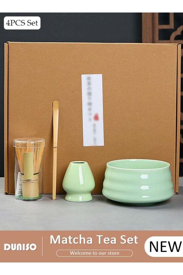 Matcha Tea Set, 4pcs Matcha Whisk Set,Japanese Matcha Tea Set ,Traditional Scoop, Matcha Bowl, Ceramic Whisk Holder,Traditional Matcha Tool Set for Matcha Tea Ceremony