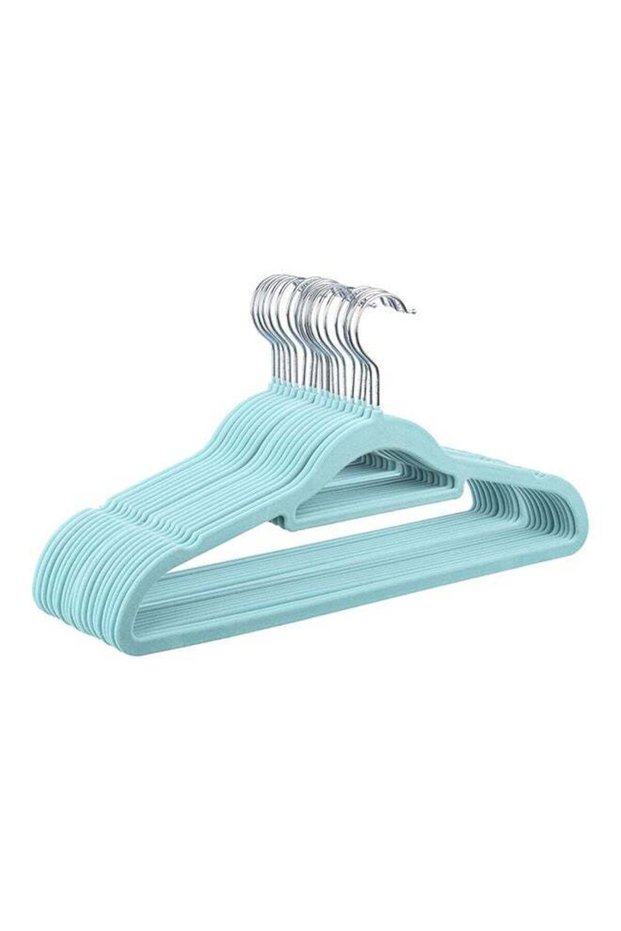 24-Pieces Velvet Elegent Designed Hanger Set Blue 45cm