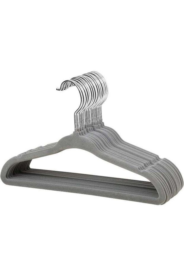 ManGotree Baby Velvet Hangers, Infant and Toddler Hangers, No-Slip Children Hangers, Ultra-Slim Space Saving Kids Hangers, Sturdy & Durable Clothes Hangers 15 Pack (Grey)