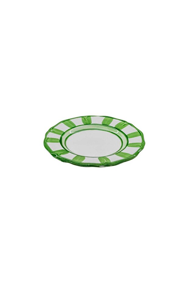 Hand Painted Dark Green Stripes Ceramic Side Plate (18.5cm)