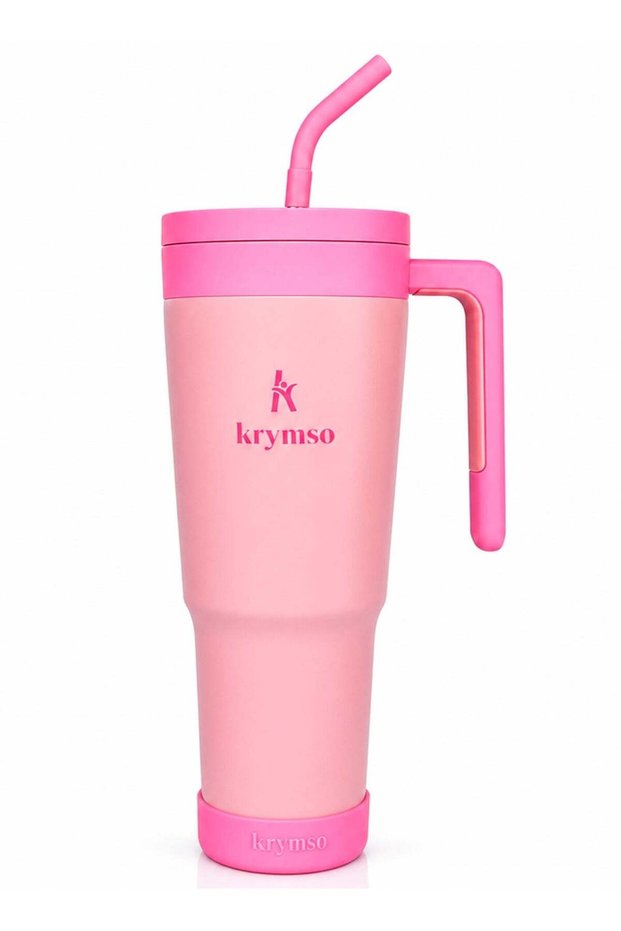 1200ml Stainless Steel Tumbler with Handle, Straw Lid, Silicon Base, Vacuum Insulated, Leak-Proof, Reusable Travel Mug for Coffee, Smoothie, Water, Iced Drinks