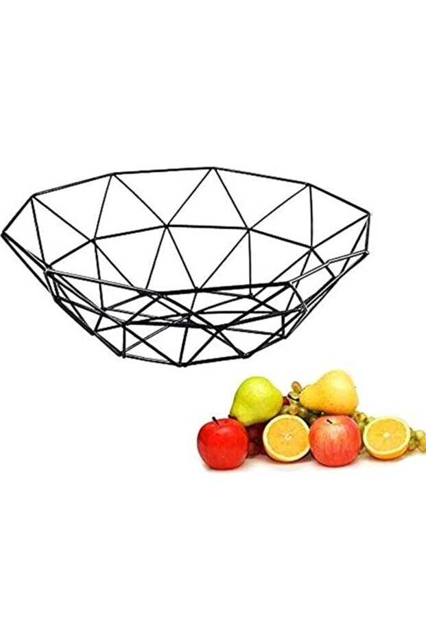 MunKan Black Metal Fruit Basket for Kitchen Counter – Decorative Wire Fruit Holder & Organizer, Mod