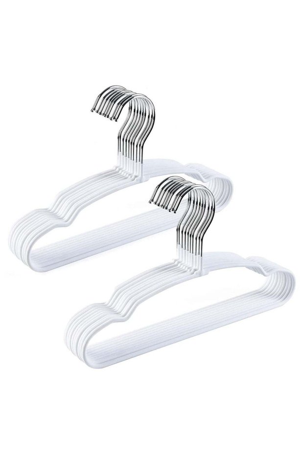 Premium Baby Clothes Hangers Sturdy Metal Wire Coating Hanger Ultra Slim Durable Space Saving Children Toddler Kids Clothes Hangers for Shirt Coat Pants Trousers White 20 Pieces
