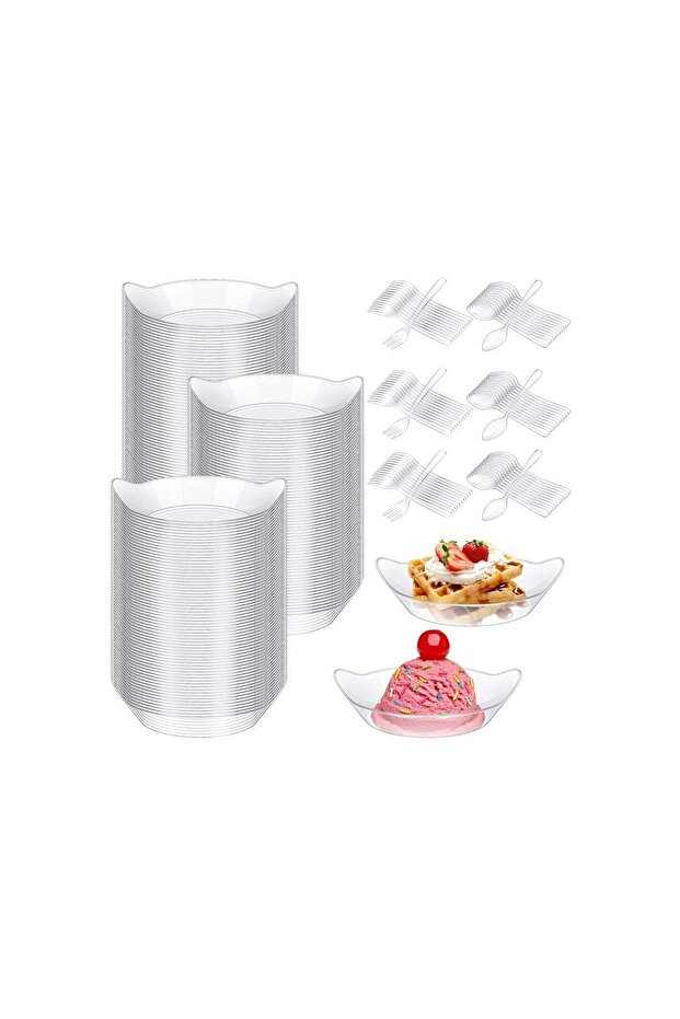 100 Pack Mini Appetizer Plates, Clear Mini Dessert Plates, Small Disposable Plastic Plates Set, 100
