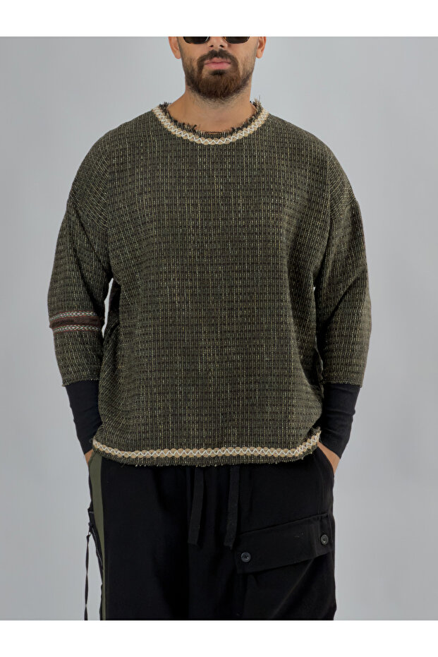Ribbed green men's sweatshirt coc3462