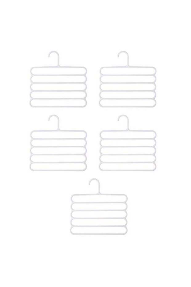 5 Pack Pants Hangers for Closet,Pants Rack 5 Layers Multifunctional Hangers for Trousers Scarves Leggings Towels