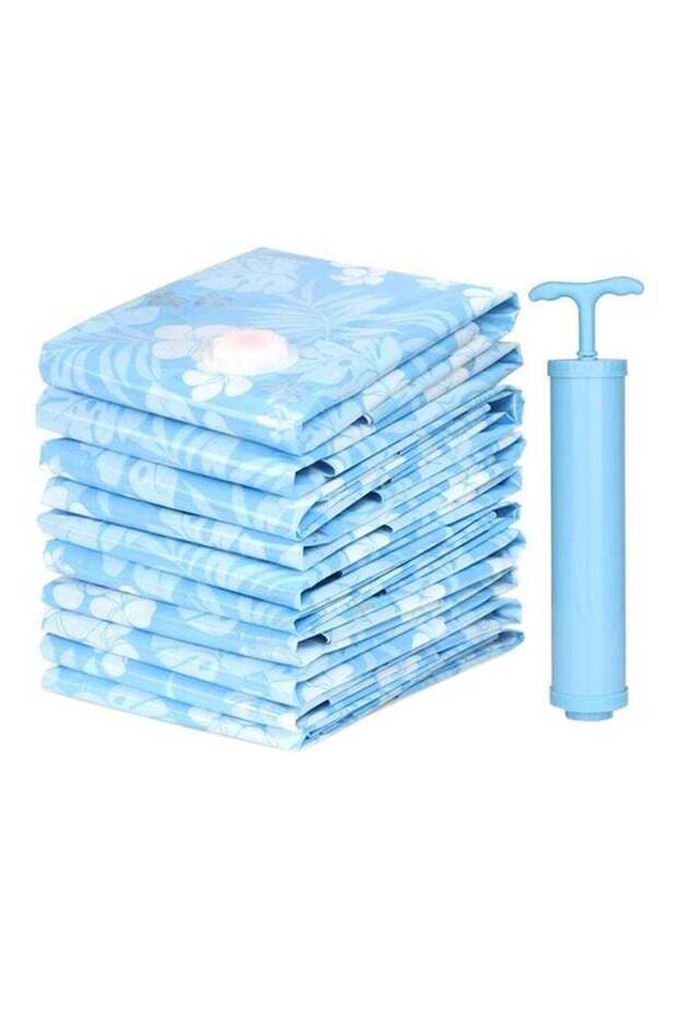 Vacuum Storage Bags With Pump Blue/White Medium