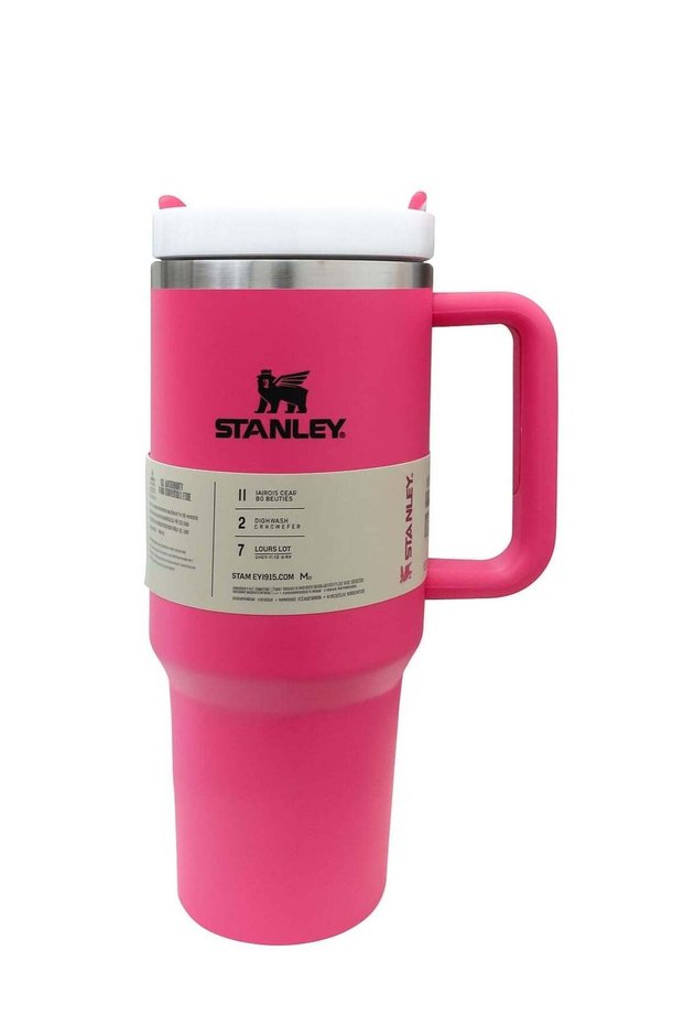 Stanley Stainless Steel Travel Tumbler With Handle – Vacuum Insulated Hot & Cold Mug – Pink – 40oz / 1.18L