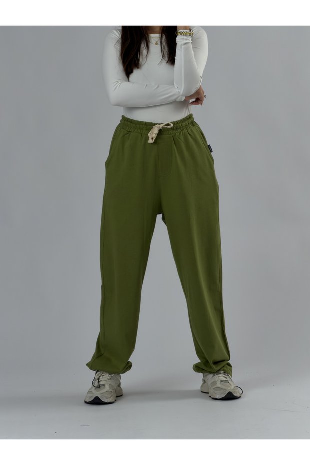 Adjustable leg regular khaki women's jogger pants coc3486