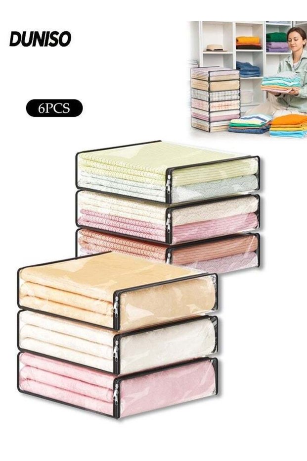 6 Pack Clear Sheet Storage Bag,PVC Foldable Transparent Storage Totes,Large Capacity Storage Bag,Waterproof and Dustproof,for Bedding, Blankets, Sweaters, Duvets, Comforters, and Toys,14L