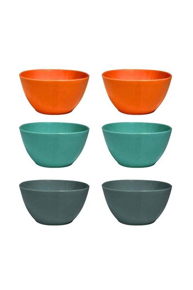 Feelings 10.5cm Plastic Salad Bowl 6-Piece Set, 230ml Each – Compact BPA-Free Food-Safe Serving Bow