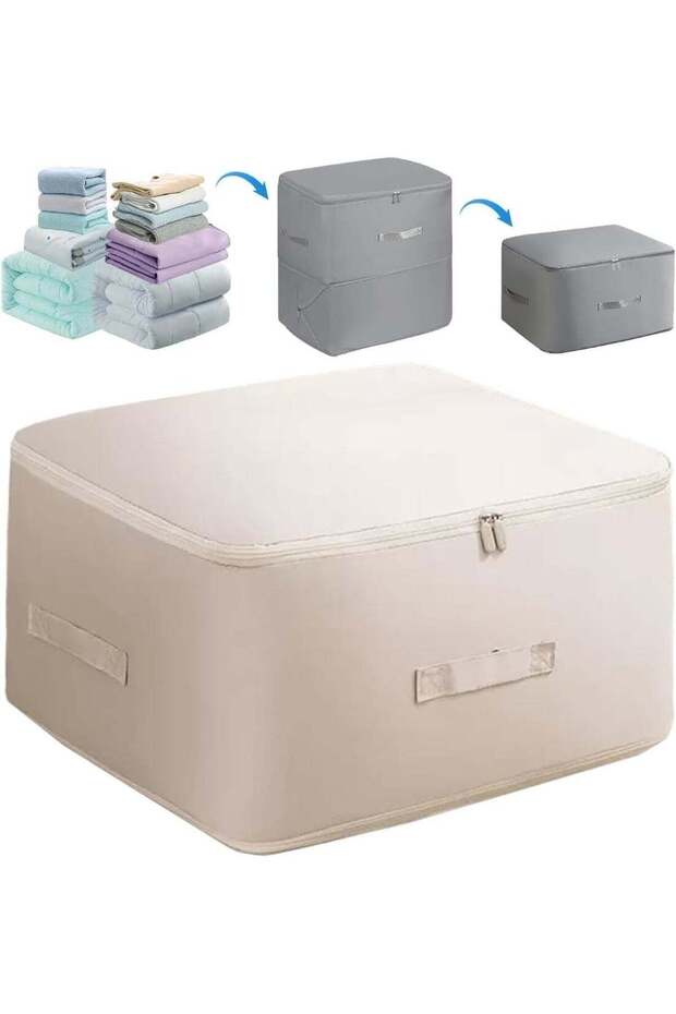 Space Saving Self Compression Organizer, Vacuum Storage Bags, Clothes Storage Organizer for Comforters Compression Duvet Storage Bag (Beige, 52x42x60cm XL)
