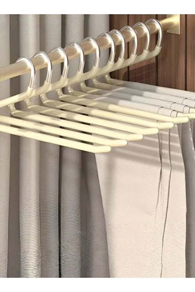 10 Pack Pants Hangers,Closet Clothes Hangers,Non-Slip Trouser Hangers,Open Ended Easy Slid Jean Hangers,Durable Anti-Rust Coat Hangers,Space Saving Hangers For Women Men Kids