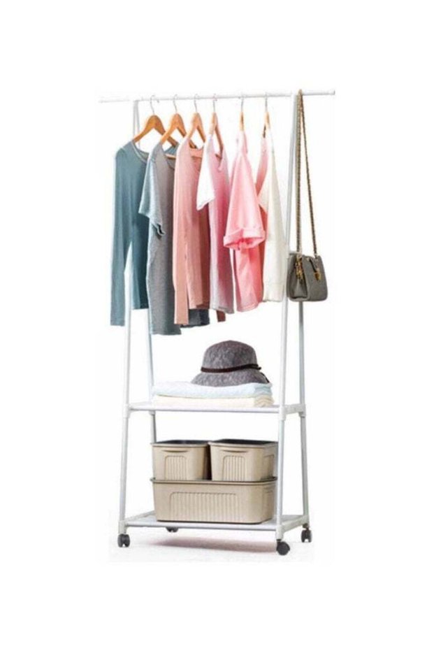 Metal Clothes Organizer Rack White 55*42*160cm