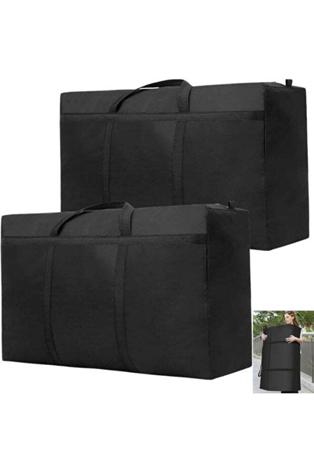2Pcs 180L Extra Large Storage Bag, 600D Oxford Heavy-Duty Moving Bags with Zips, Handle, Waterproof Carry Bag for Moving Duvets, Clothes, Bed Linen, Storage