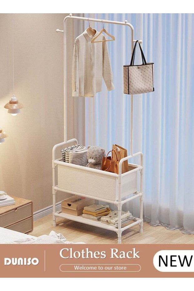 Clothes Rack, Clothing Garment Rack Metal Hanging Clothes 2-Tier Storage Shelf for Boxes Shoes Boots Commercial Grade Multi-Purpose Entryway Shelving Unit for Home Office Bedroom