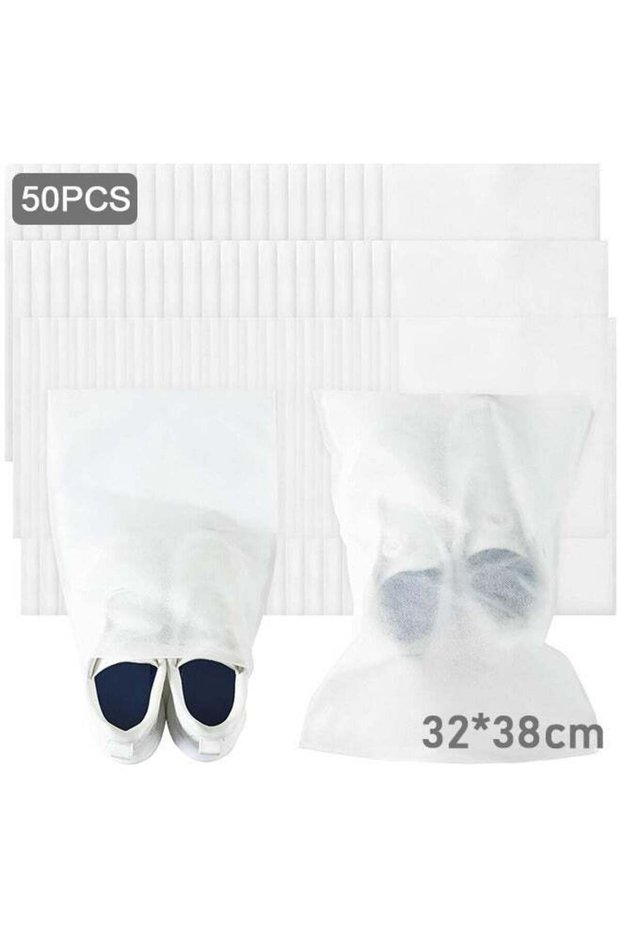 50Pcs Travel Shoe Bags, Non Woven Fabric Drawstring Shoe Storage Bags, Bask Shoe Bags, Dust Bags for Purses and Handbags Storage, Shoe Travel Bags for Packing, Home Closet Organizer Dust Cover