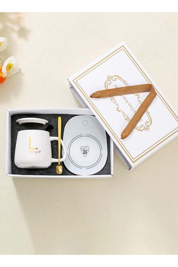 Coffee Mug Warmer Set, Ceramic Coffee Mug + Thermostat Coffee Mug Warmer, Fast and Even Heating for Home Office Desk, Electric Drink Tea Milk Warmer for All Cups and Mugs