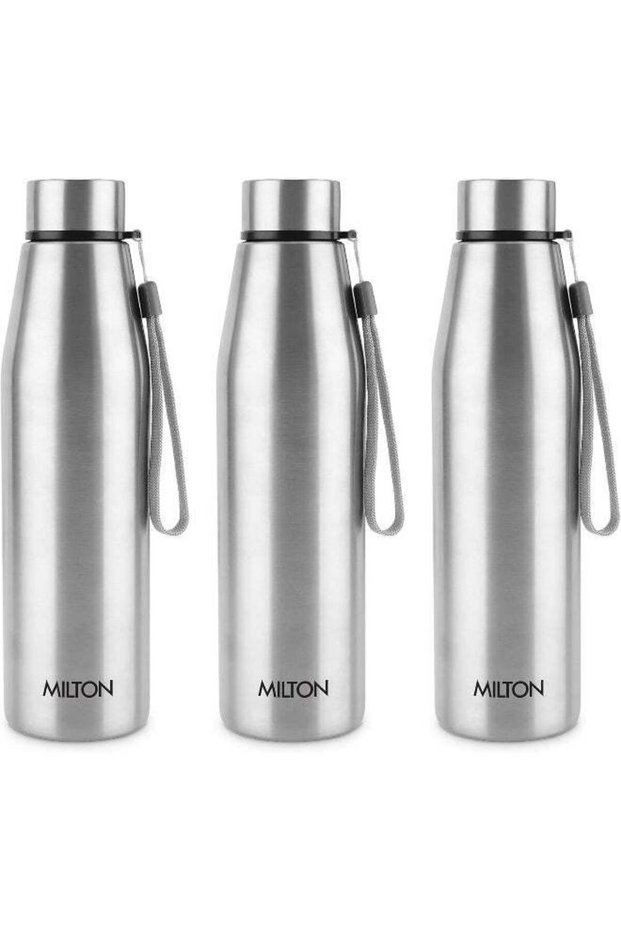 Stainless Steel Water Bottle 950 ml, Set of 3, Single Walled, ISI Certified I Leak Proof Lid, Rust Proof I For School, Office, Gym , Drift 1000 Silver