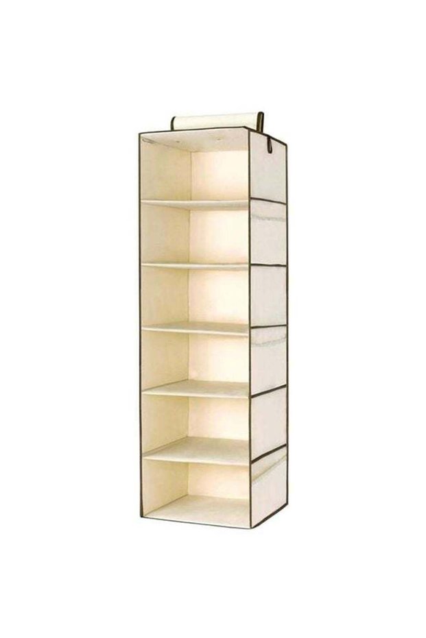 6-Shelf Closet Hanging Organizer Beige 120x30cm